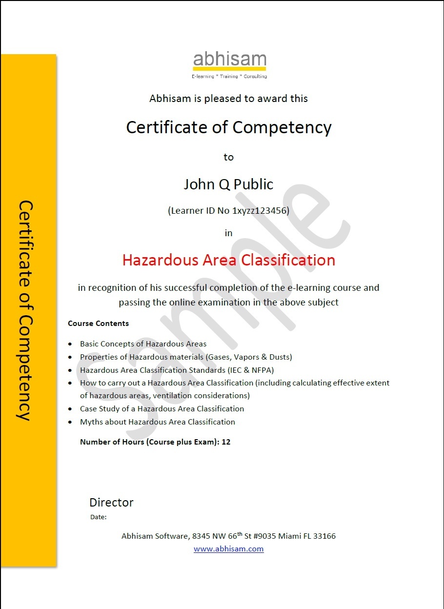Hazardous Area Classification Training Free Certification